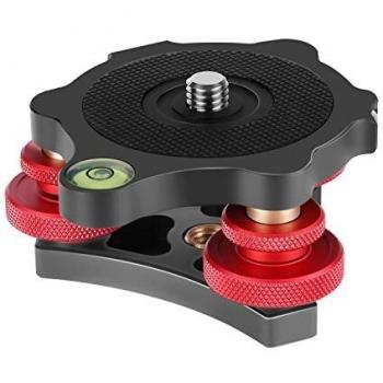 Neewer Fotografía Trípode Nivelador Base de Nivelación de Tres Ruedas con Nivel de Burbuja y Tornillo de 3/8 Pulgada, 3-Dial con +/- 5 Grados de Precisión Ajuste, Construcción de Aleación de Aluminio