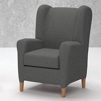 Funda de Sillón Orejero con el Cojín Separado Modelo ARUCAS, Color GRIS C/10, Medida 1 Plaza: 70-110cm respaldo