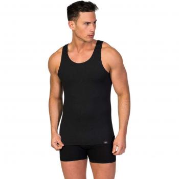 Camiseta Interior de Tirantes Hombre |Zero Defects | Hilo de Soja | Talla S/M - Color Negro