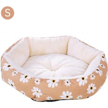 Cama Hexagonal para Gatos y Perros - Suave, de Felpa Larga, Cojín y Casa para Mascotas