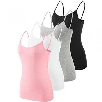 Vislivin Camiseta sin Mangas con Tirantes Finos Ajustables con Camisola sólida básica para Mujer Negro/Gris/Blanco/Rosado M