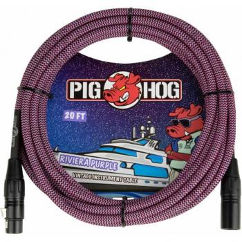 Pig Hog Riviera Purple Woven Microphone Cable, 20ft XLR