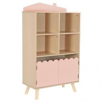 Sweeek Librería Infantil, 2 Puertas y 4 Estantes, Rosa