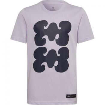 Camiseta infantil de manga corta adidas marimekko graphic en color violeta