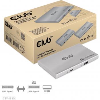 Club 3D CSV-1580 Thunderbolt 4 Hub/Dock portátil 5 en 1 con Smart Power