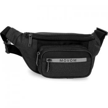 Riñonera Movom Trimmed negro con dos compartimentos y bolsillo frontal