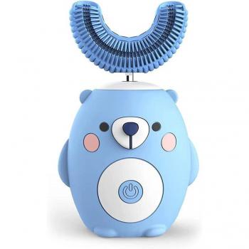 Cepillo de dientes eléctrico en forma de U para niños con cerdas de silicona suave