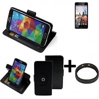 TOP SET: 360° Funda Smartphone para Archos 50b Helium 4G, negro + anillo protector | Función de stand Caso Monedero BookStyle mejor precio, mejor funcionamiento - K-S-Trade