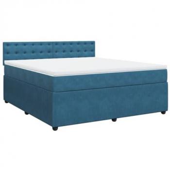 Cama box spring suave con colchón de terciopelo azul 180x200 cm
