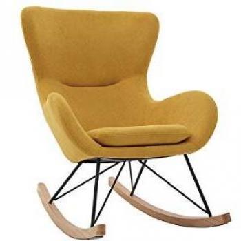 Mecedora de terciopelo amarillo mostaza ESKUA de Miliboo