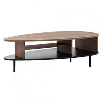 Mesa de centro ovalada Providence 159, aglomerado laminado negro, 120 x 63 x 37 cm