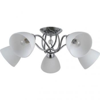 Plafón de techo empotrado Italux Lugano Acero Cromado 5 bombillas E27 18cm Pantalla blanca