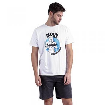 Pijama Stormtrooper Blanco para Hombre - Algodón, Manga Corta, Disney 2024