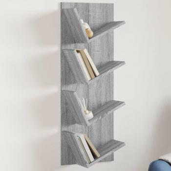 Estantería de pared 4 niveles 33x16x90 cm en Blanco, Negro y Roble Sonoma - Mueble Almacenaje para Oficina, Estudio y Dormitorio