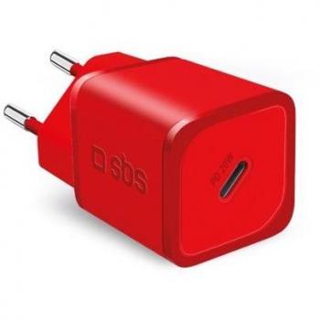 Caricabatterie USB-C 20W SBS TETRGAN1C20R Rosso - Carga Rápida para Dispositivos Móviles, Auriculares, Altavoces Portátiles, Smartphones, Smartwatches y Tablets