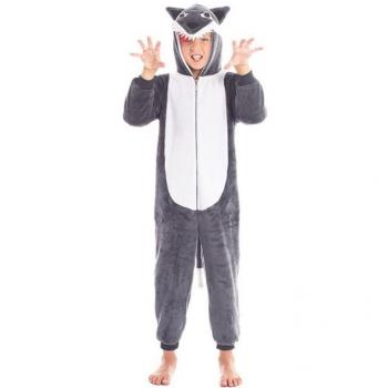 Disfraz de Lobo gris con capucha para niño - Mono enterizo con tacto suave