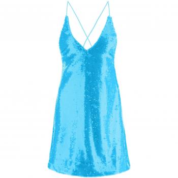Ganni Women's Sequined Mini Dress in Light Blue | Size 36 | F7740