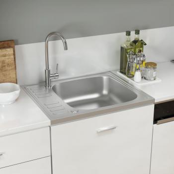 Fregadero de cocina con escurridor de acero inoxidable 500x600x155 mm