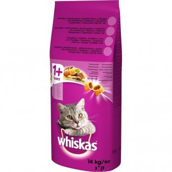 Whiskas 1+ Dry Cat Food with Beef - 14kg