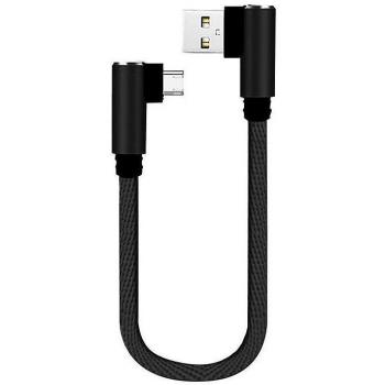 FONKEN Cable corto USB tipo C 90 grados 25cm Mini cable de datos Micro USB para Powerbank portátil Cable de carga negro