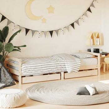 Estructura de cama para niños con cajones de madera maciza de pino 80x200 cm Vidaxl Marrón