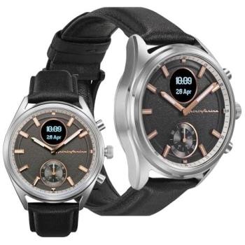 Pininfarina Sintesi Hybrid Smartwatch - 44mm Analogue-Digital Watch with GPS, Fitness Tracking, and Genuine Leather Strap in Midnight Rose