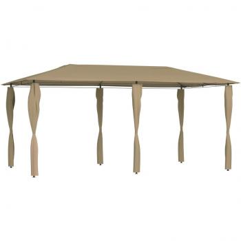 Cenador con cubiertas de postes taupé 3x6x2.6 m 160 g/m²