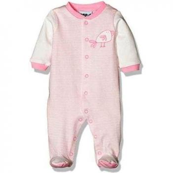 BIMBUS Tutina Interlock Rigata Apertura Davanti, Pelele Para Bebés, Rosa Medio 04, 0M