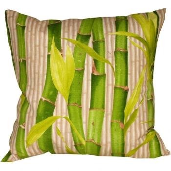 Olibo '400310 / PB03 Almohada Convex, Diseño de bambú tropical, 52 x 52 cm, Fondo beige