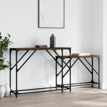 vidaXL Nesting Console Tables 2 pcs Brown Oak Engineered Wood