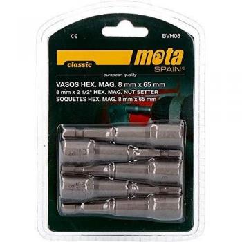 MOTA HERRAMIENTAS 39232 Puntas Vaso Hexagonal Magnética Bvh08, 5 Unidades Plateado, 8 Mm