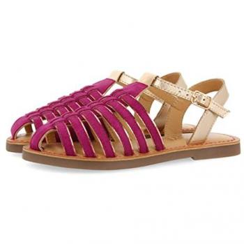 Gioseppo Sandalias Cangrejeras de Piel Fucsia para Niñas con Vivos Metalizados, Modelo Baillif, Talla 35 EU