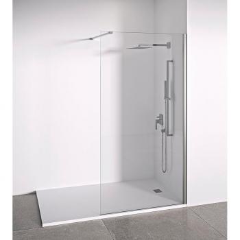BELLOBATH Mampara de ducha frontal panel fijo - Transparente - Cristal templado 8 mm Antical - Negra Mate o Plata Brillo - Ancho adaptable 88-90 cm - Alto 195 cm