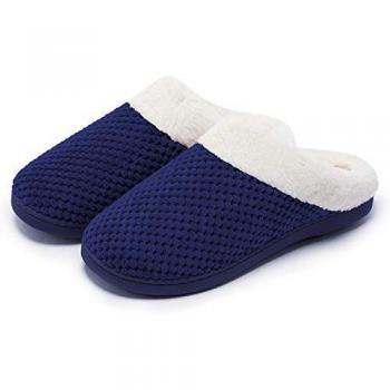 Kuako Zapatillas de Estar por casa con Forro de vellón para Mujer Antideslizantes Espuma de Memoria para Interiores Zapatos cálidos acogedores de la casa
