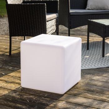 Cubo de luz LED 40cm plástico blanco multicolor Happy Garden