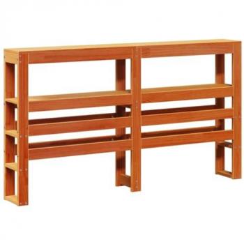 Cabecero de cama con estantes madera maciza pino marrón 140 cm
