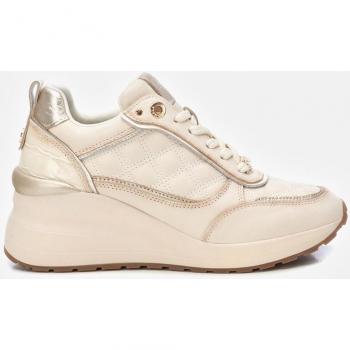 Zapatillas de piel para mujer Carmela 16184502 beige con cierre de cordón