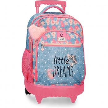 Enso Mochila Little Dreams Rosa con 2 Ruedas, Bolsillos Laterales, 33x44x21 cm, Fabricada en Poliéster