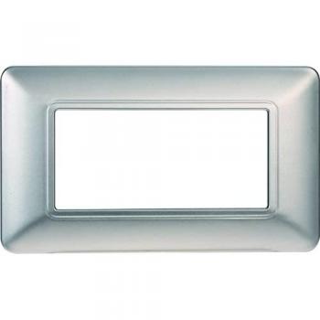 Placa de Plástico Plateado de 4 Módulos Compatible con Bticino Matix