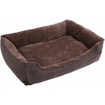 Cama para perro de tela de peluche, marrón, 110 x 75 x 27 cm