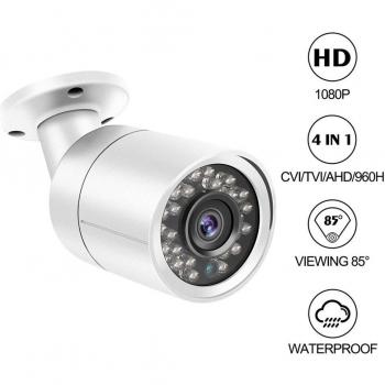 Cámara para Exteriores Bullet Dericam 1080P 1920TVL, cámara analógica HDCVI/HDTVI/AHD/960H, Carcasa de Metal IP66, 25M de visión Nocturna, ángulo de visión de 85°, Formato de Video PAL, B2W, Blanco
