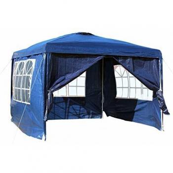 Carpa de Jardín 3x3 m Azul con Laterales Desmontables y Ventanas para Exterior