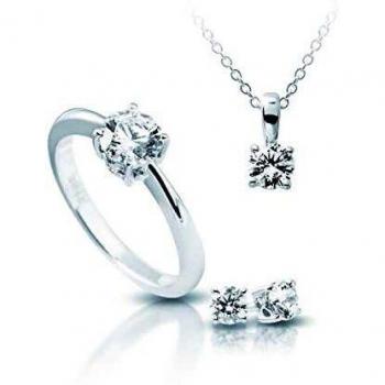 SET ANILLO PENDIENTE Y COLGANTE DIAMONFIRE 1312021902165 MUJER PLATA DE LEY