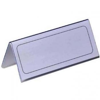 Durable 805019 Placa de identificación de la mesa 61/122 x 150 mm, transparente con incrustación de papel blanco, 25 piezas