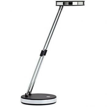 Lámpara de mesa LED MAUL Puck, brazo telescópico, negro, 5W, luz diurna (6500K), eficiencia energética A