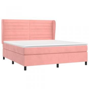 Cama box spring con colchón terciopelo rosa 160x200 cm Vidaxl Rosa