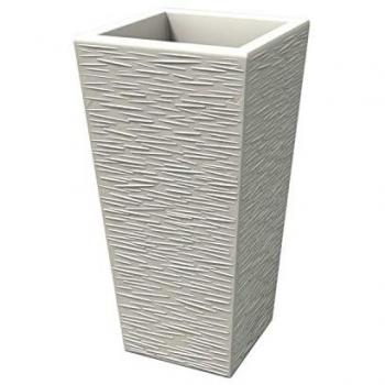 Vaso moderno rectangular de resina h 65 blanco acabado rústico modelo Egizio