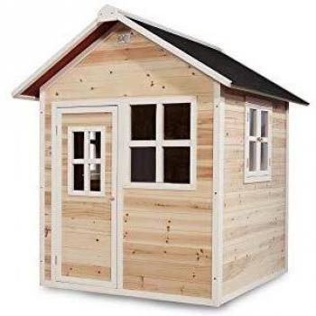 Casa infantil de madera Loft 100 natural - 149x135x159 cm, resistente al agua, fácil montaje, 100% FSC Zedranholz