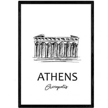 Póster de Atenas Acrópolis - Lámina de Monumentos de Ciudades sin Marco, Tamaño A4