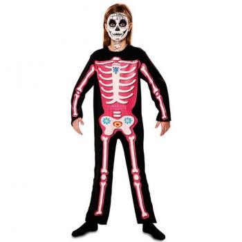 Esqueleto Día de los Muertos Rosa para niña